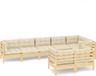 vidaXL 8-delige loungeset met crèmekleurige kussens massief grenenhout