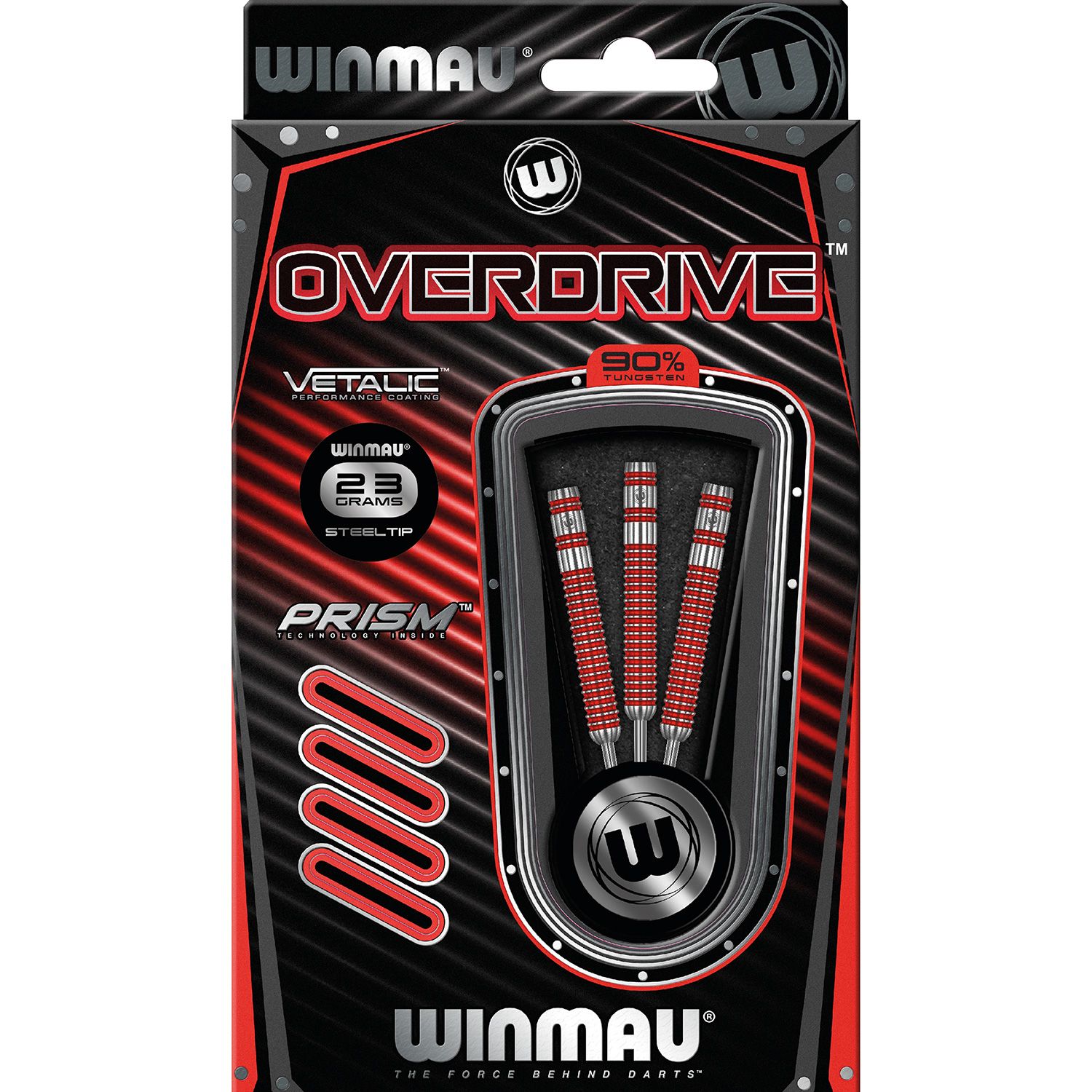 WINMAU Winmau Overdrive steeltip darts 23gr - Zwart/Rood