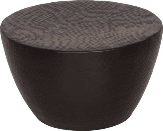 vidaXL Salontafel Ø 50x30 cm gehamerd aluminium zwart