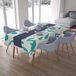 Bonamaison Tafelkleed, Anti-Mold, Sneldrogend, Waterdicht, 100% Polyester Tafellaken, Turkoois, wit, 140 x 200 Cm