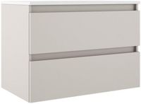 Saniclass Chacito Meuble de salle de bain - 60x40x55cm - lavabo en céramique blanc brillant - 1 vasque - 1 trou de robinet - 2 tiroirs - coton mat (beige)