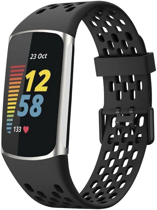 imoshion Siliconen sport bandje met gaatjes voor de Fitbit Charge 5 / Charge 6 - Zwart