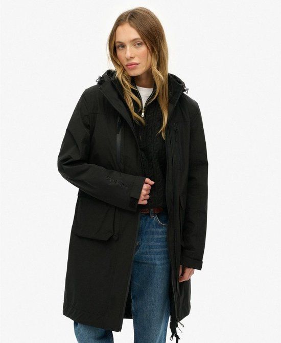 Superdry Lange shell parka met capuchon Dames Zwart