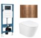 QeramiQ Dely Toiletset - reservoir encastré Qeramiq Flush - abattant 35mm - plaque de commande en métal cuivre - boutons rectangulaires - blanc mat