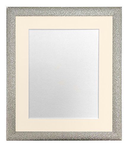 FRAMES BY POST Glitz Champagne Silver Photo Frame with Ivory Mount 8 x 8 Image Size 5 x 5 Inch Plastic Glass