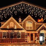 Salcar LED IJspegel Slingerlicht Buiten 10m Lichtgordijn Raam Kerst