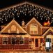Salcar LED IJspegel Slingerlicht Buiten 10m Lichtgordijn Raam Kerst