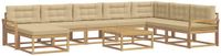 vidaXL - Hoek loungeset - 8 zitplekken - Wit en Beige - Acacia Hout