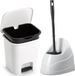 Forte Plastics WC-/toiletborstel houder - wit - pedaalemmer 7.5L