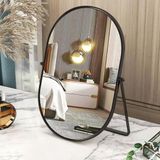 Merkloos / Sans marque Bol Ovale Tafelspiegel - Draaibare Make-up Spiegel - Zwart - Metalen Frame