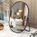 Merkloos / Sans marque Bol Ovale Tafelspiegel - Draaibare Make-up Spiegel - Zwart - Metalen Frame