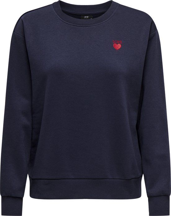 JDY JDYPARIS L/S EMB SWEAT JRS NOOS Dames Sweater Night Sky Katoen/Polyester
