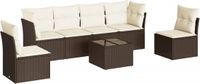 vidaXL 7-delige loungeset met kussens, polyrattan, bruin