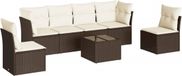 vidaXL Loungeset met kussens, polyrotin, bruin