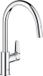 GROHE StartEdge 30550000 Keukenmengkraan, eenhendelmengkraan voor spoelbak, chroom, hoge C-bocht, uittrekbare luchtspuit