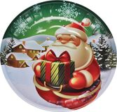 HI kinderbord met kerstman - groen/rood - metaal - 26 cm