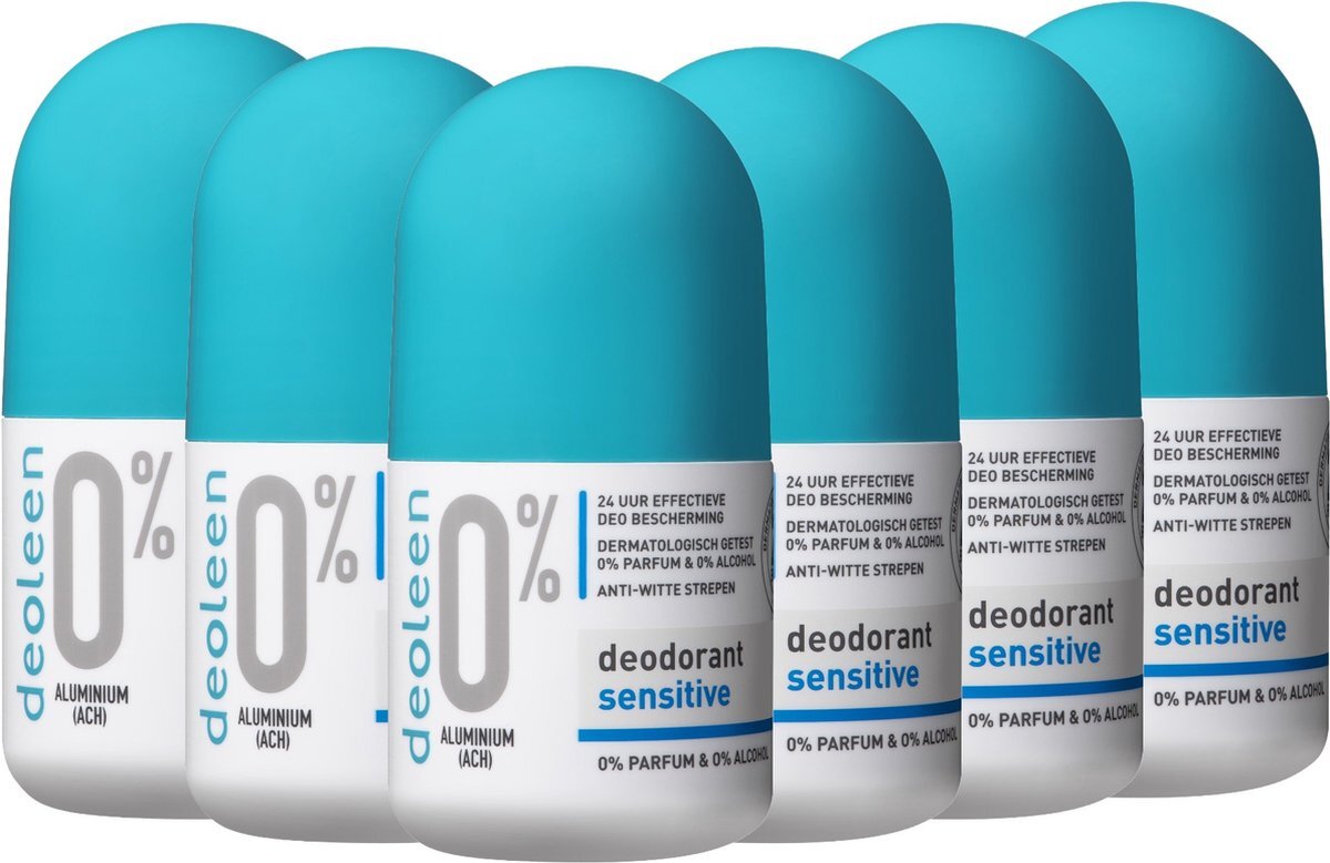 Deoleen 0% aluminium - Roller Sensitive - Deodorant - 50 ml 6 pack