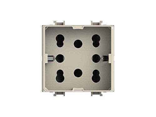 4Box 4B.A.H21 meervoudige stekkerdoos standaard 1 Schuko of 2 Bistap compatibel met Bticino Matix Magic, 250 V, ivoor