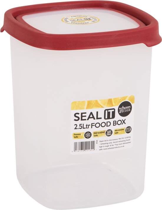 Wham Seal It Vershouddoos - Vierkant - 2 5 Liter - Set van 2 Stuks - Rood