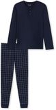 Schiesser Heren Pyjamaset Lang Blocks Blauw