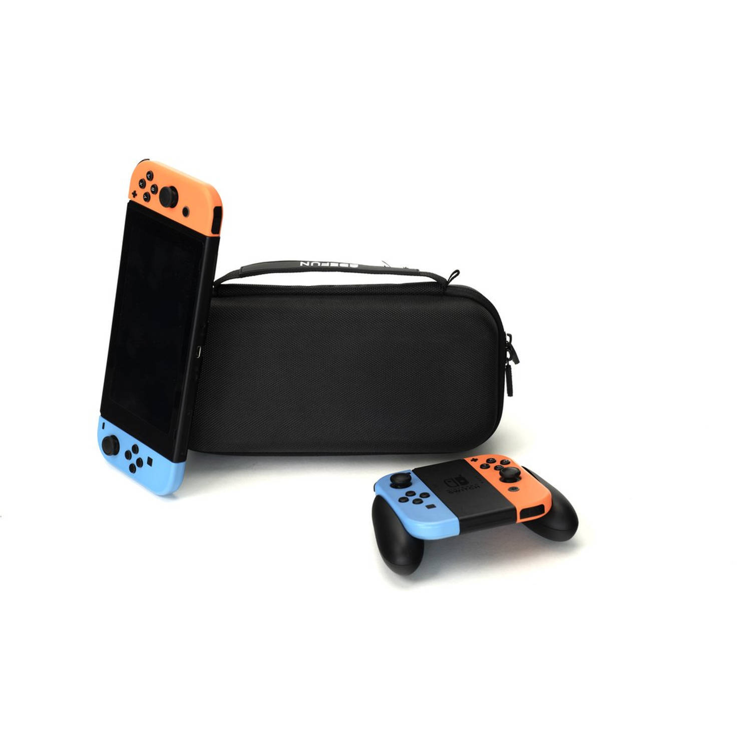 2BEFUN 2BEFUN® Case geschikt voor Nintendo Switch inclusief screenprotector - Ook geschikt voor de OLED - Accessoires - Beschermhoes - Hoes - Games - Zwart - Cadeau voor kinderen en man/vrouw