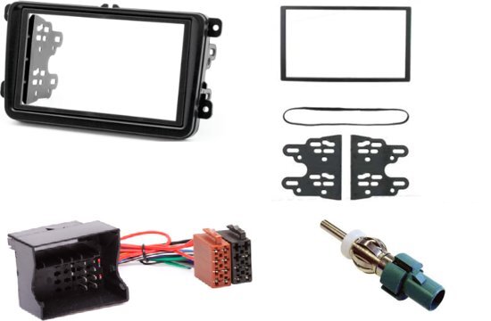 AUDIOVOLT 2 din inbouwpaneel / installatie kit voor Volkswagen/Seat/Skoda inclusief iso verloopstekker en fakra antenne verloop