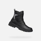 GEOX CASEY MEISJES ENKELLAARZEN ZWART/GUNMETAL MAAT 38