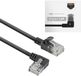 ACT Zwarte 3 meter U/UTP CAT6A LSZH slimline patchkabel met RJ45 connectoren, recht naar 90° haaks links DC1903