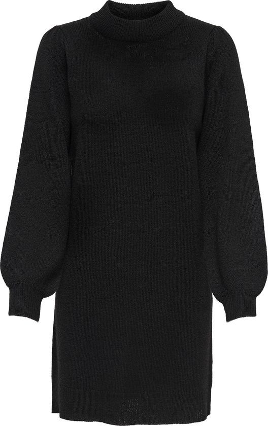 JACQUELINE DE YONG JDYRUE L/S HIGH NECK DRESS KNT - Zwarte damesjurk - Maat XS