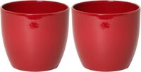 Floran 2x Bloempot Wijn Rood Keramiek H25 x D28 cm