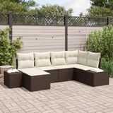 vidaXL Tuinbank Set 6-delig Bruin en Crème Polyrotan