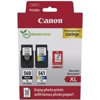 Canon Pack van 2 cartridges PG560XL en CL561XL Zwart en Kleur + 50 vellen fotopapier 10 x 15 cm