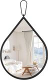 Miroir mural noir en forme de larme, miroirs suspendus avec monture épaisse, miroirs muraux modernes, miroirs décoratifs pour entrée, hall, salle de bain