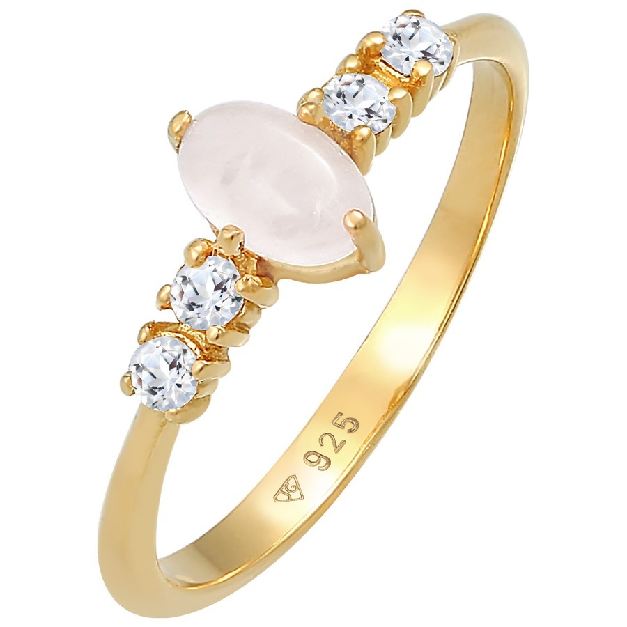 Elli PREMIUM Ringen Dames Ovale Verloving Elegant Fonkelend met Roze Kwarts en Topaas in 925 Sterling Zilver