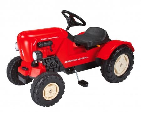 BIG Porsche Diesel Junior Ride-on Tractor - Black/Red