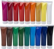 Merkloos Acrylverf tubes - 18 kleuren van 36 ml - knutselmateriaal - Verf op waterbasis