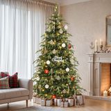 YITAHOME Kerstboom met afstandsbediening, 180 cm, kunstkerstboom met scharniertechnologie en overhangende takken, 1938 gemengde PE/pvc-punten, 300 lichten en 11 lichtmodi