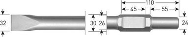 Rotec 6-kant Plattebeitel 32x400mm Staal
