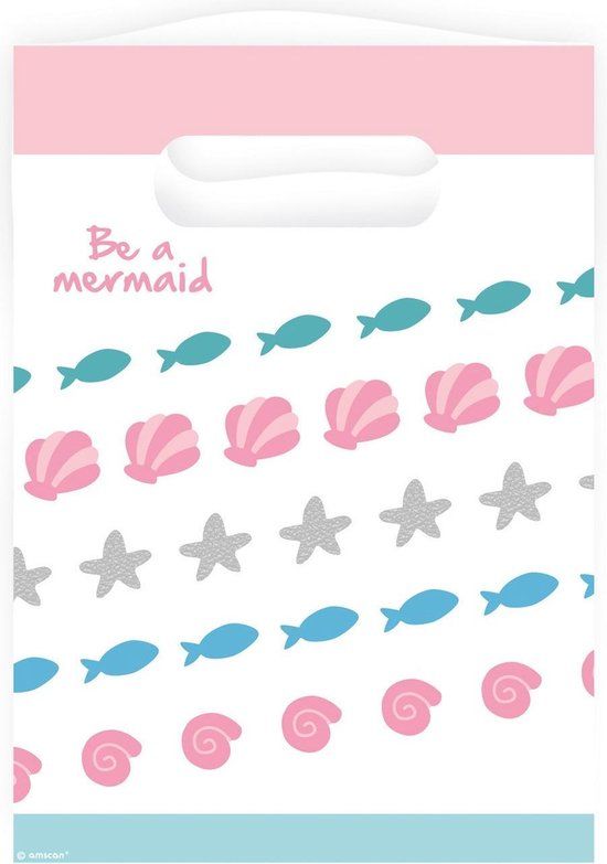 Amscan Uitdeelzakjes Zeemeermin Meisjes - Wit/Roze - 8 stuks