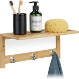 Relaxdays Wandplank met 3 Haken - Bamboe - 18 x 37,5 x 16 cm
