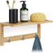 Relaxdays Wandplank met 3 Haken - Bamboe - 18 x 37,5 x 16 cm