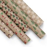 PAW Cadeaupapier 200 x 70 cm, 5 rollen - Retro Kerst | Feestelijke mix van 5 motieven