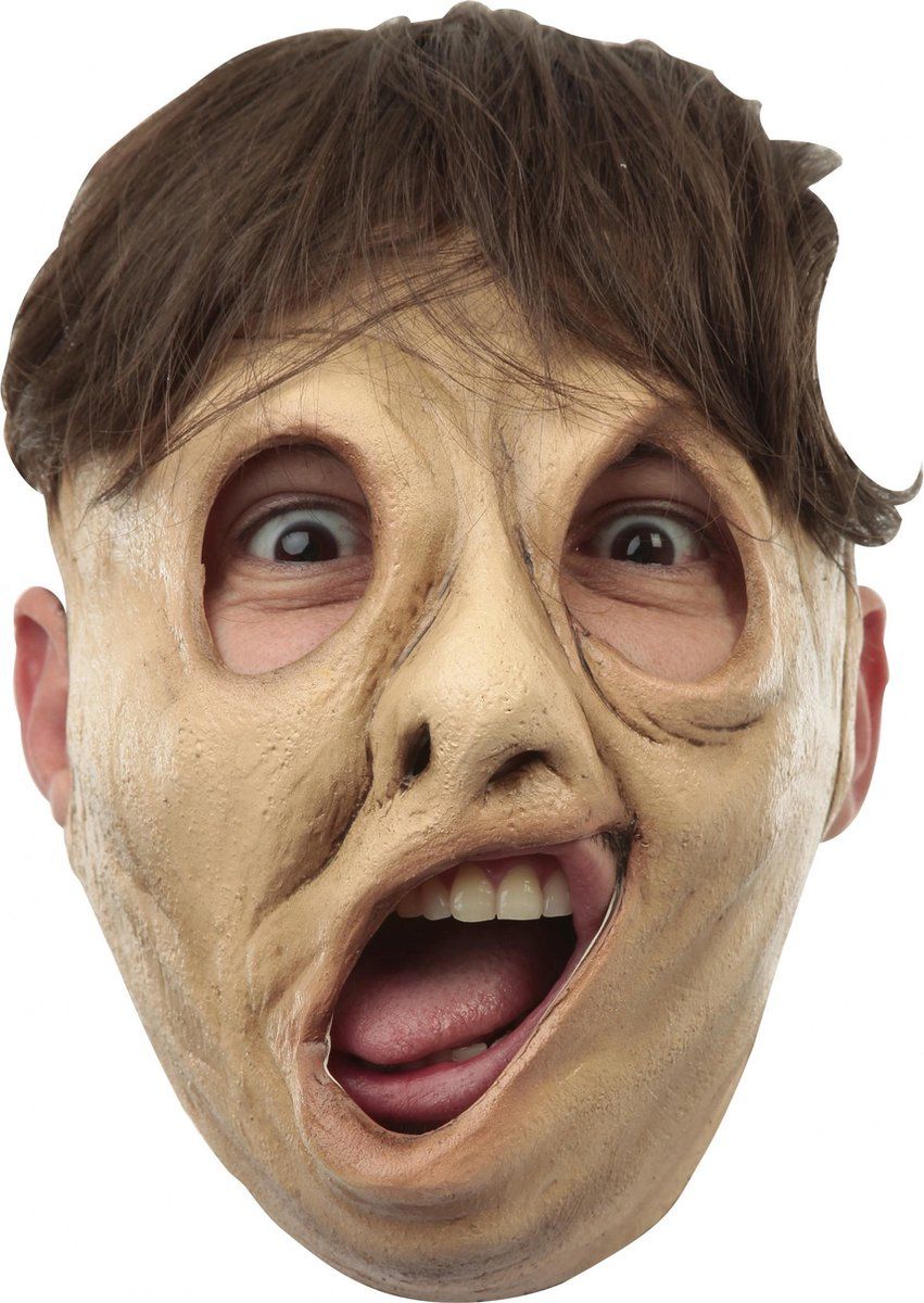 partychimp Verkleedmasker Misvorming Latex Beige One-size