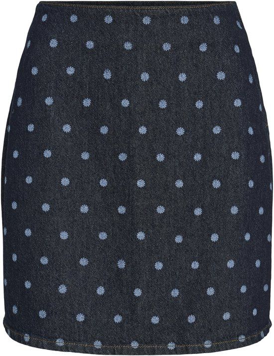 VILA VIPAL HW DOT SHORT DENIM SKIRT Dames Rokken Blauw 40