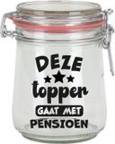 Bellatio Decorations Voorraadpot/Snoeppot - Pensioen - Glas - 10 x 7,5 cm - 720 ml - Transparant