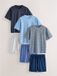 Next - Heren - Set van 3 jersey pyjama's met strepen en korte mouwen - Blauw