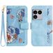 Sony Xperia 1 VIII Étui floral avec fentes pour cartes de crédit - Azur Clair