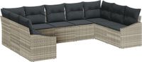 vidaXL - Tuinbank - Set - 7 zitplekken - Lichtgrijs - Polyrattan