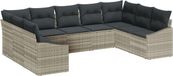 vidaXL - Banc de jardin - Set - 7 places assises - Gris clair - Polyrattan