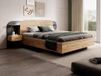 Vente-unique Bedframe hout zwart, natuurlijk licht 160 x 200 cm